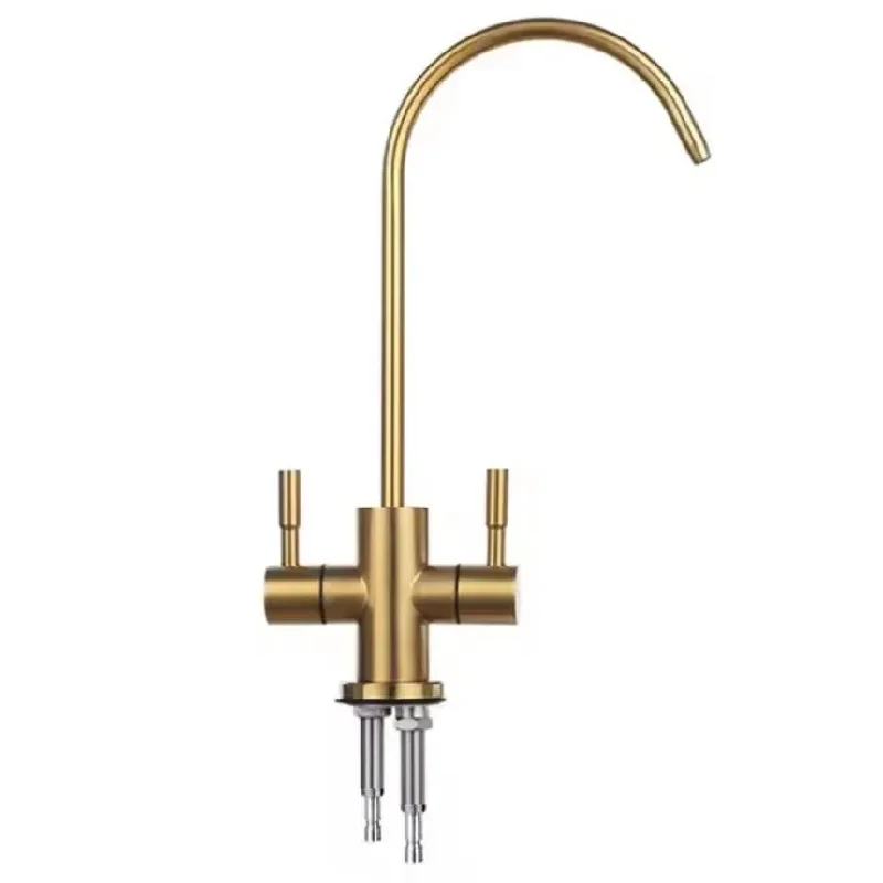 SUS304 Stainlessl faucet brusehd gold drinking tap Purify water  household direct drinking pure water goose wall 309