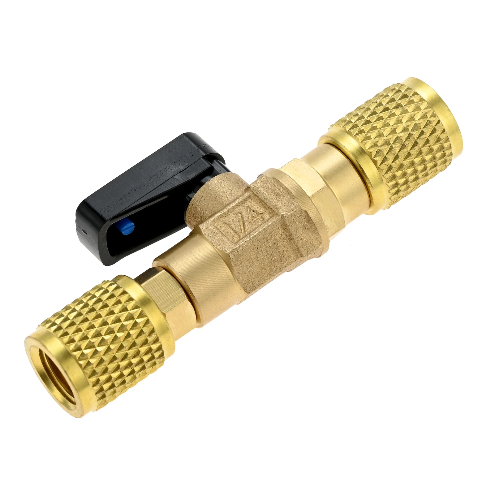 Adaptador de rosca fêmea sae 1/4, controle de fluxo de desligamento para refrigeração hvac, válvula de desligamento de latão, válvula de esfera de refrigerante ac