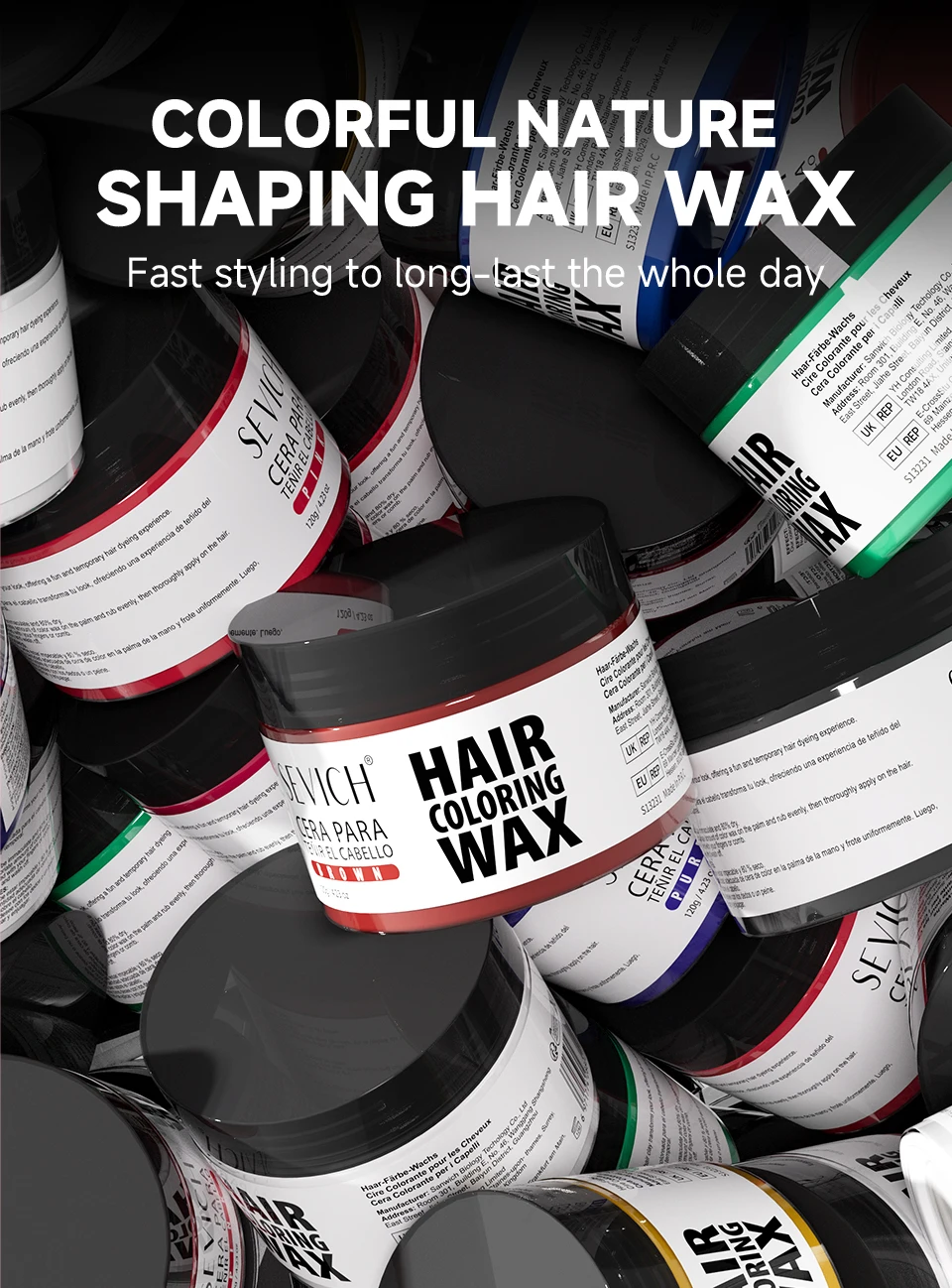 14 Farben Modische Farbige Haarwachs für Bart und Augenbrauen Haarfärbewachs für Männer und Frauen Temporäre Haarfärbung Einwegprodukte – Detail 1
