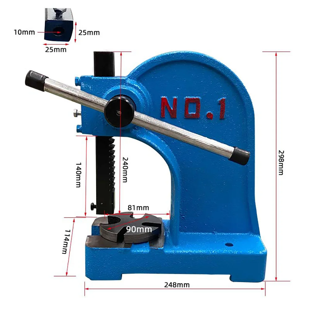 1 Ton Manual Arbor Press Cast Iron Heavy-duty Manual Precision Desktop Arbor Press for Stamping, Bending, Stretching, Forming