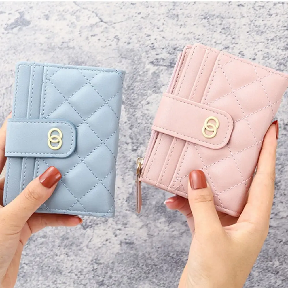 PU Leather Women Wallet Classical Money Bag Solid Color Mini Coin Purse Zipper Small Bifold Wallet