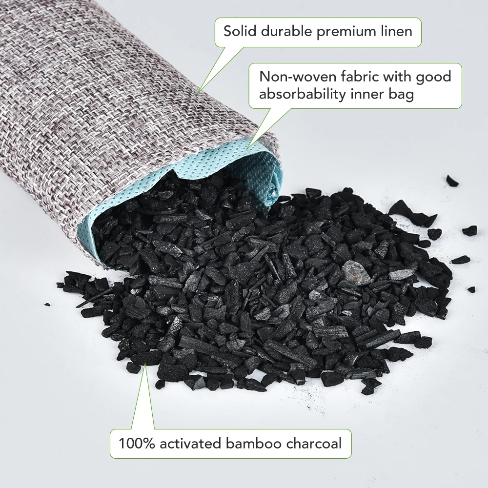 Natural Bamboo Charcoal Bags Air Purifying Activated Charcoal Odor Absorber Moisture Odor Eliminator for Car Closet Shoes