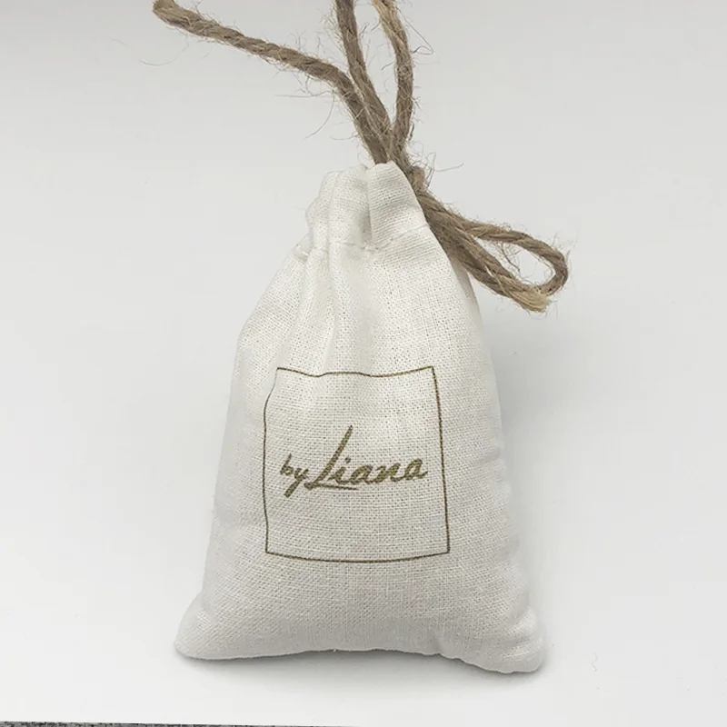50PCS Linen Gift Bags Packing Jewelry Cosmetic Cotton Linen Drawstring Pouches Wedding Party Candy Sachet Print Logo Custom Sack