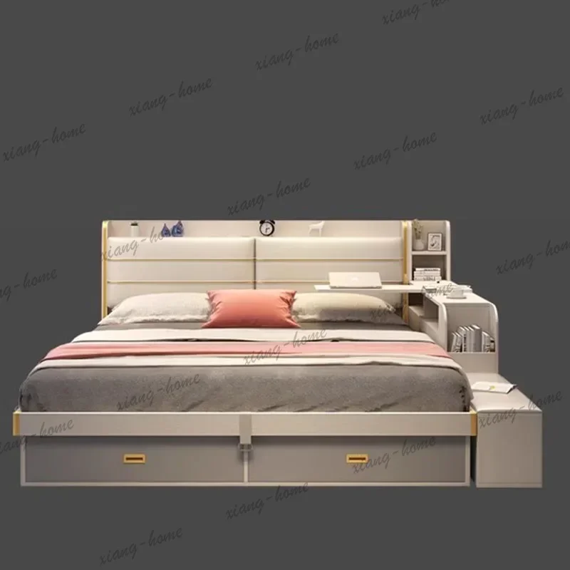 FG Nordic Kids Queen Double Bed King High End Modern Frame Double Bed Wood Boys Sleeping Letti Matrimoniali Bedroom Furniture