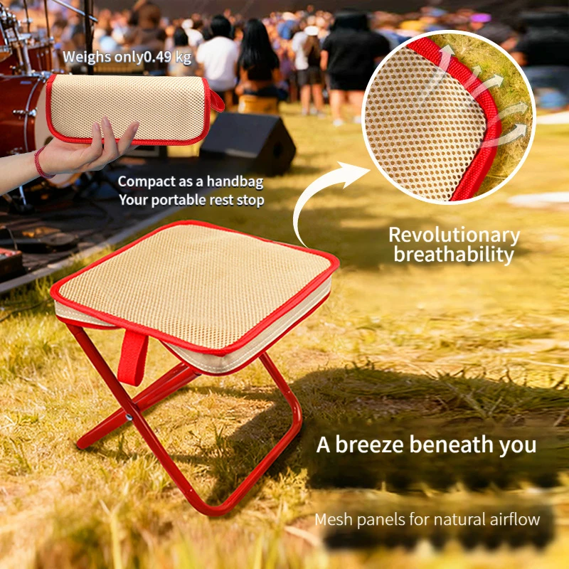 Breathable pencil case folding stool, outdoor portable stool, picnic chair, fishing bench, seatless handbag stool for trains