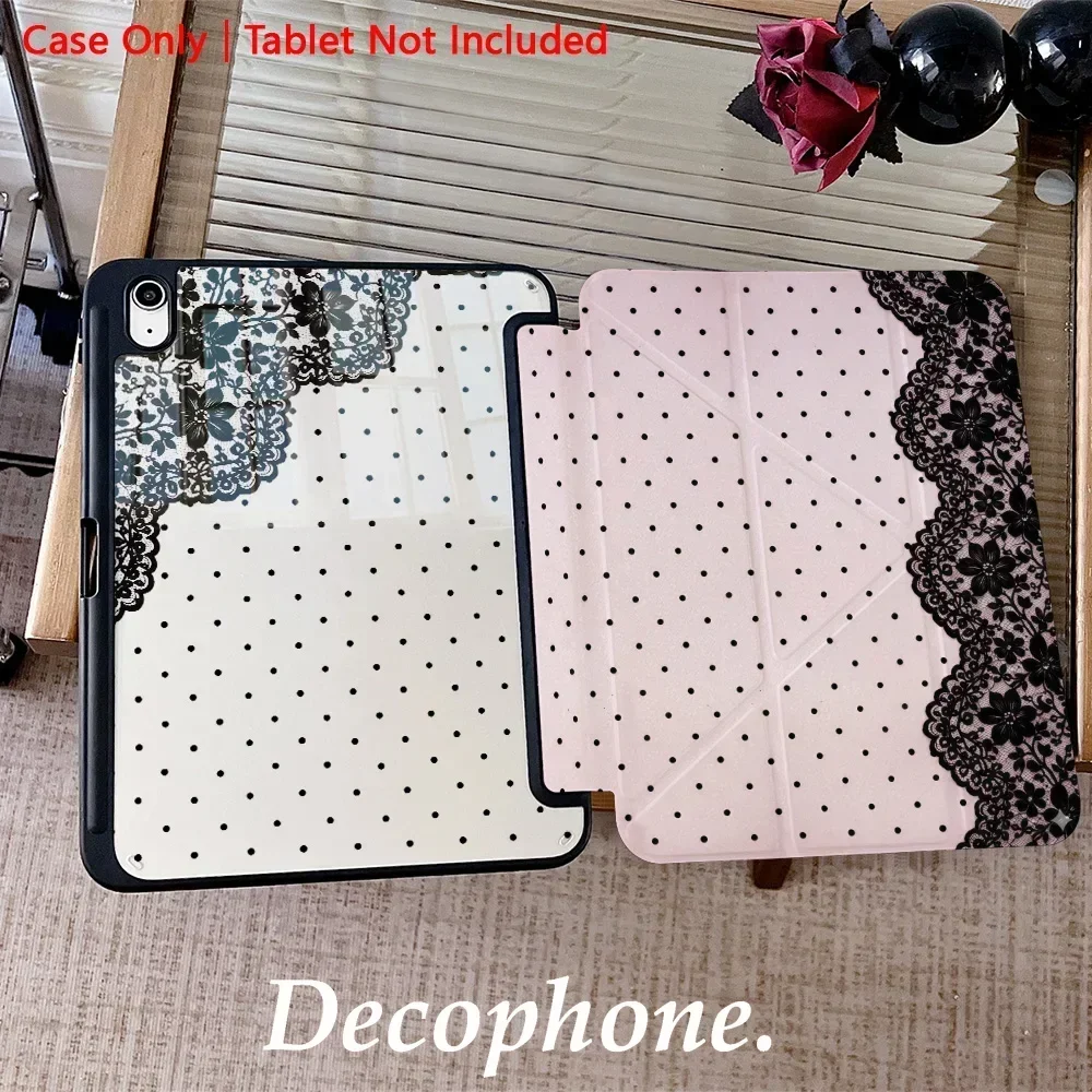 Lace Polka Dots pen slot INS For iPad 9/8/7th Gen 10.2-inch/iPad Pro 10/11th A16 2025/11in 2018-2025 2026 M4 Cover
