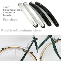 700C Road Bicycle Fender Fixed Gear Bike Retro Bicycle Fenders City Bicycle Fender Black Silver Bike Practical Accessories