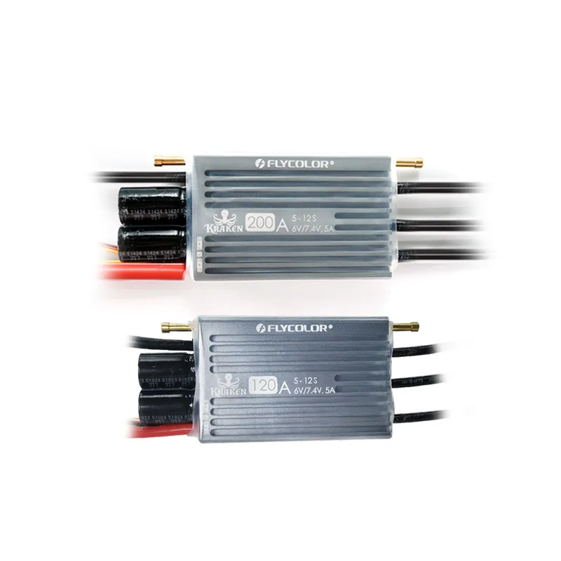 FLYCOLOR KRAKEN Pengontrol Kecepatan ESC Brushless Tahan Air Tegangan Tinggi 5-12S Lipo 120A 160A 200A untuk Kapal RC
