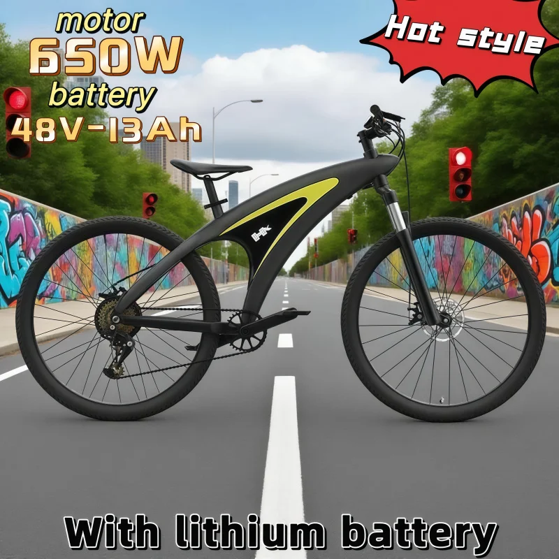 

27.5-inch wide tire mountain 9-level variable speed urban moped 650W high-efficiency motor