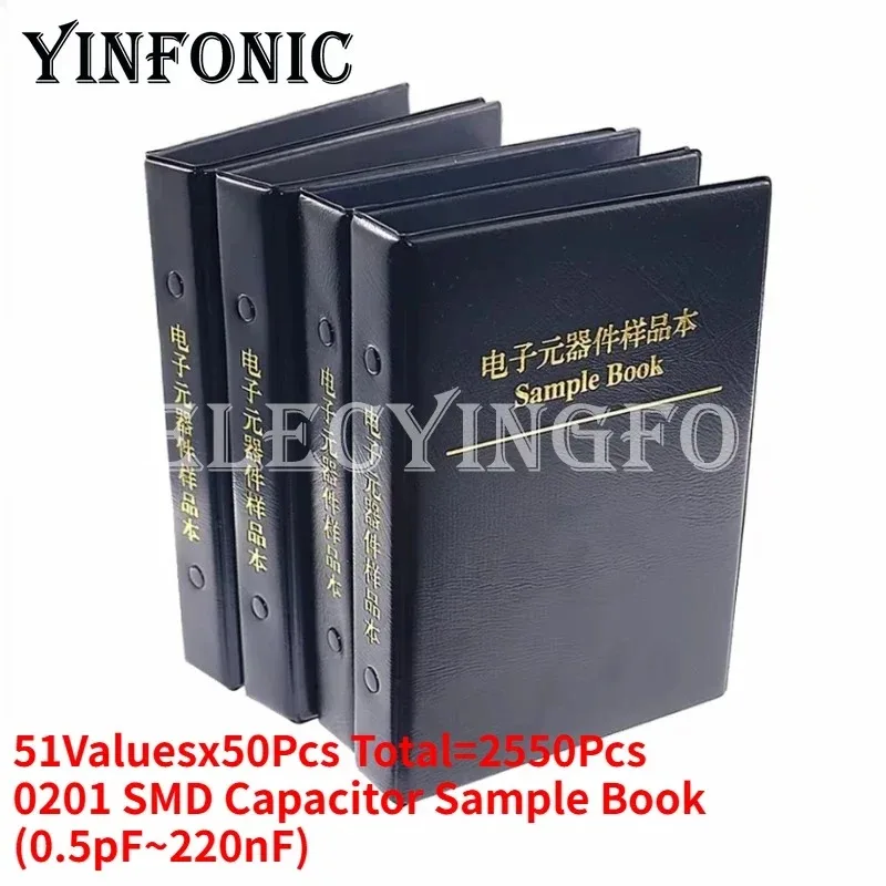 0201 SMD 커패시터 키트 51Valuesx50Pcs=2550Pcs 샘플 북(0.5pF~220nF) 칩 커패시터 모듬 전자 부품 키트