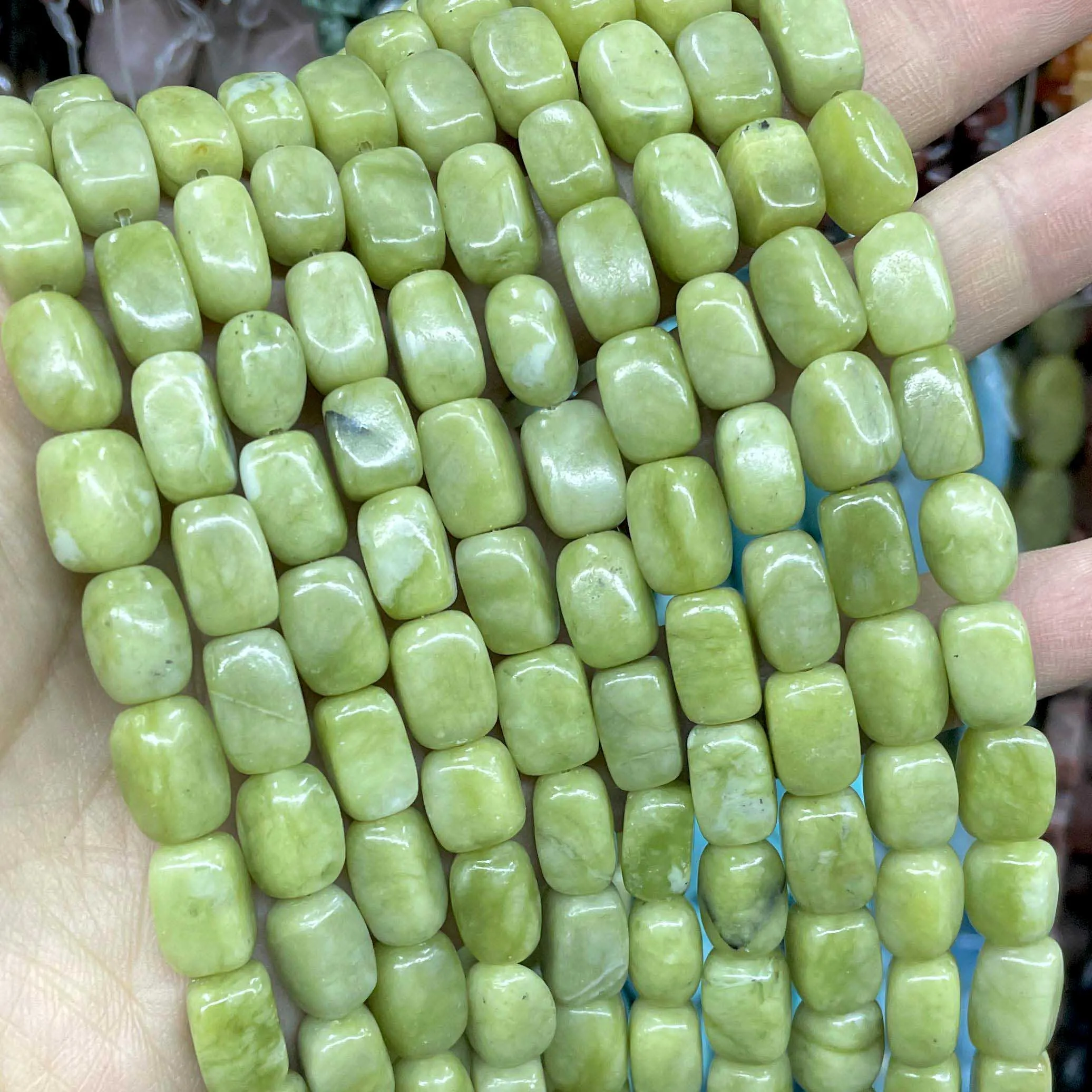 8*11MM Natural Stone Faceted Square Shape Canadian Jades Spacer Beads For Jewelry Making DIY Bracelet Necklace Accessories