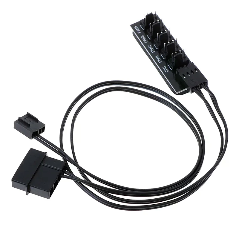 1 To 5 4Pin CPU Cooler Case Fan Hub Splitter Adapter Power Cable