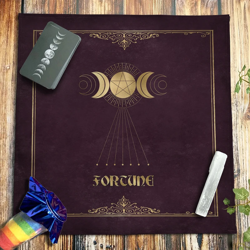 Spiritual Triple Moon Tarot Tablecloth Velvet Altar Cloth Pagan Witchcraft Divination Astrology Oracle Card Pad Crystal Pendulum