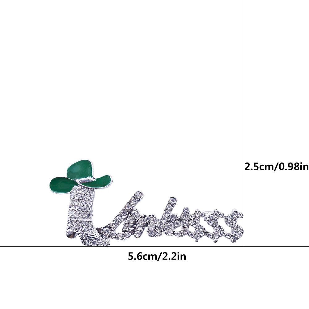 Bling Crystal Green Cowboys Boot Social Organization 1946 Links Brooch Jewelry Custom