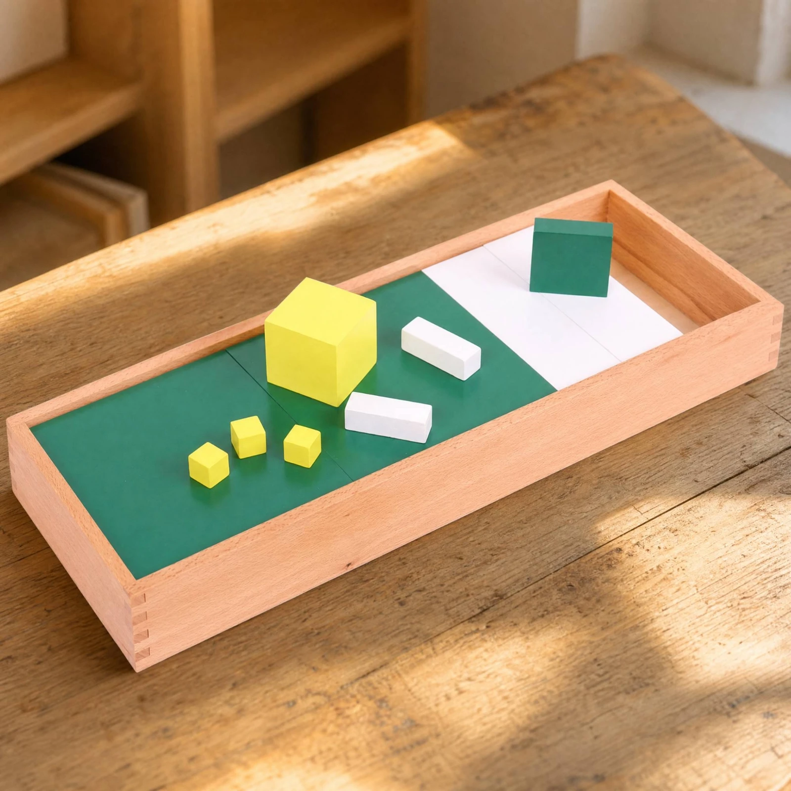 Wooden Geometric Blocks with Tray Homeschool Spatial Reasoning Manipulative Educational Toy Non for Preschoolers