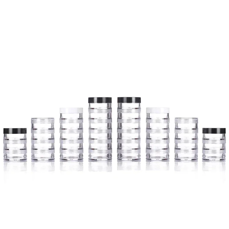 

36Pcs 5g-10g Mini Stackable Creams Jars Round Clear Storage Boxs Empty Cosmetic container For Jewelry Nail Art Eyeshadow Crafts