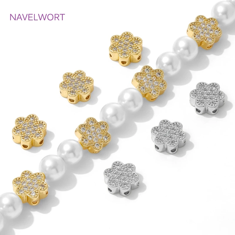 18K Gold Plated Flower Shape Beads Separators For Bracelets,Brass Spacer Beads,Separators For Beads,DIY Jewelry Making Supplies