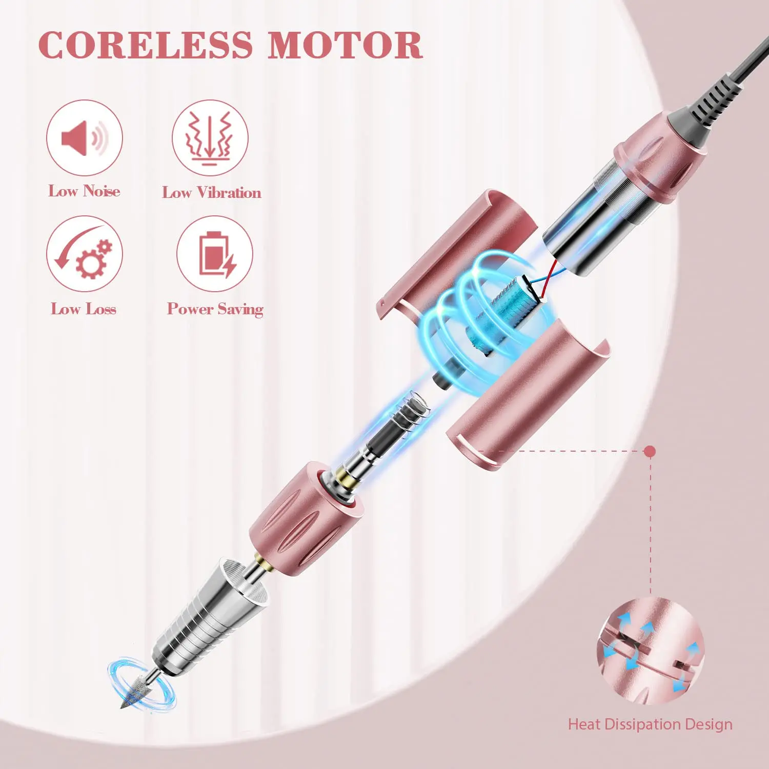 35000RPM Nail Drill Manicure Machine Rechargeable Electric Nail Sander With Pause Mode Nails Lathe Gel Cutting Remove Tool