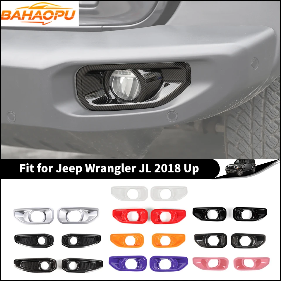 BAHAOPU Car Front Fog Light Lamp Decoration Cover for Jeep Wrangler JL Gladiator JT 2018 2019 2020 2021 Up Exterior Accessories