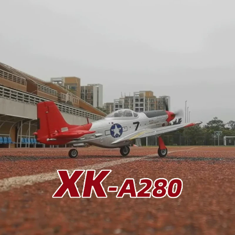 XK A280 RC Vliegtuig 2.4G 4CH 3D6G Modus Vliegtuigen P51 Vechter Simulator met LED Zoeklicht RC Vliegtuig Speelgoed voor kinderen Volwassenen