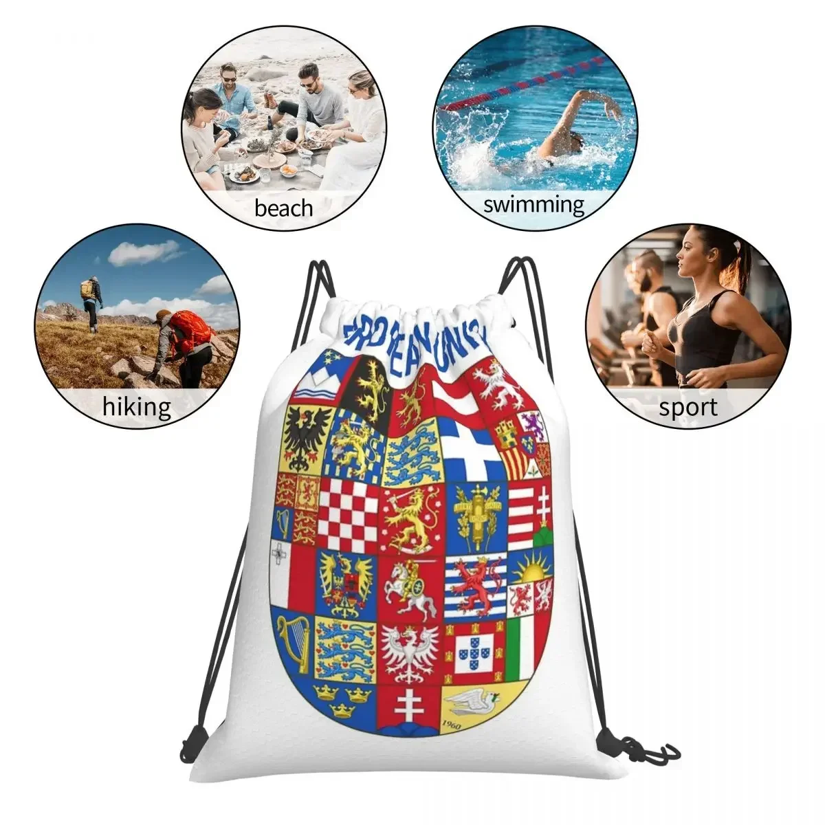 European Union Backpacks Fashion Portable Drawstring Bags Drawstring Bundle Pocket Shoes Bag BookBag For Travel Students