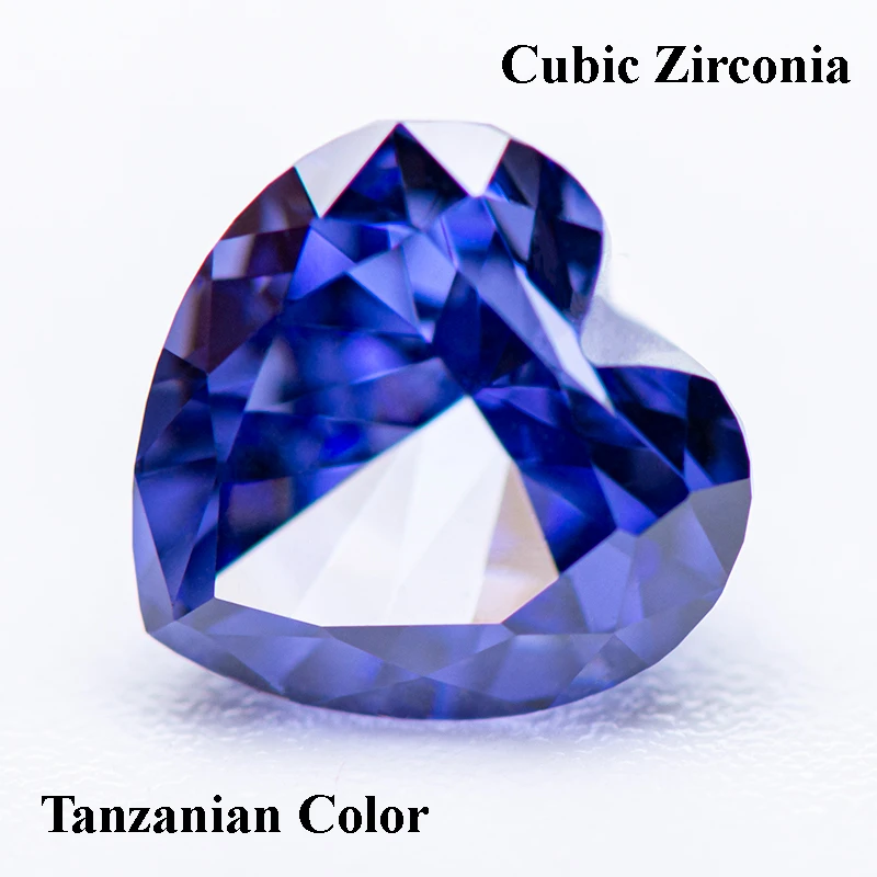 Cubic Zirconia Crushed Ice Cut Tanzanian Color Heart Shape Charms Beads for Diy Jewelry Making Necklace Materials No Certificate