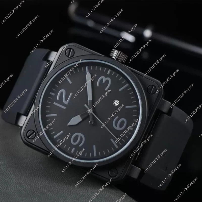 Fashion Square Automatic Mechanical Watch Casual Wristwatch with Calendar Display Classic Men's Analog Timepiece