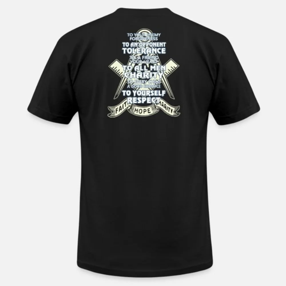 Faith Hope Charity Freemason Quote Masonic Symbol T-Shirt 100% Cotton O-Neck Short Sleeve Summer Casual Mens T-shirt Size S-3XL