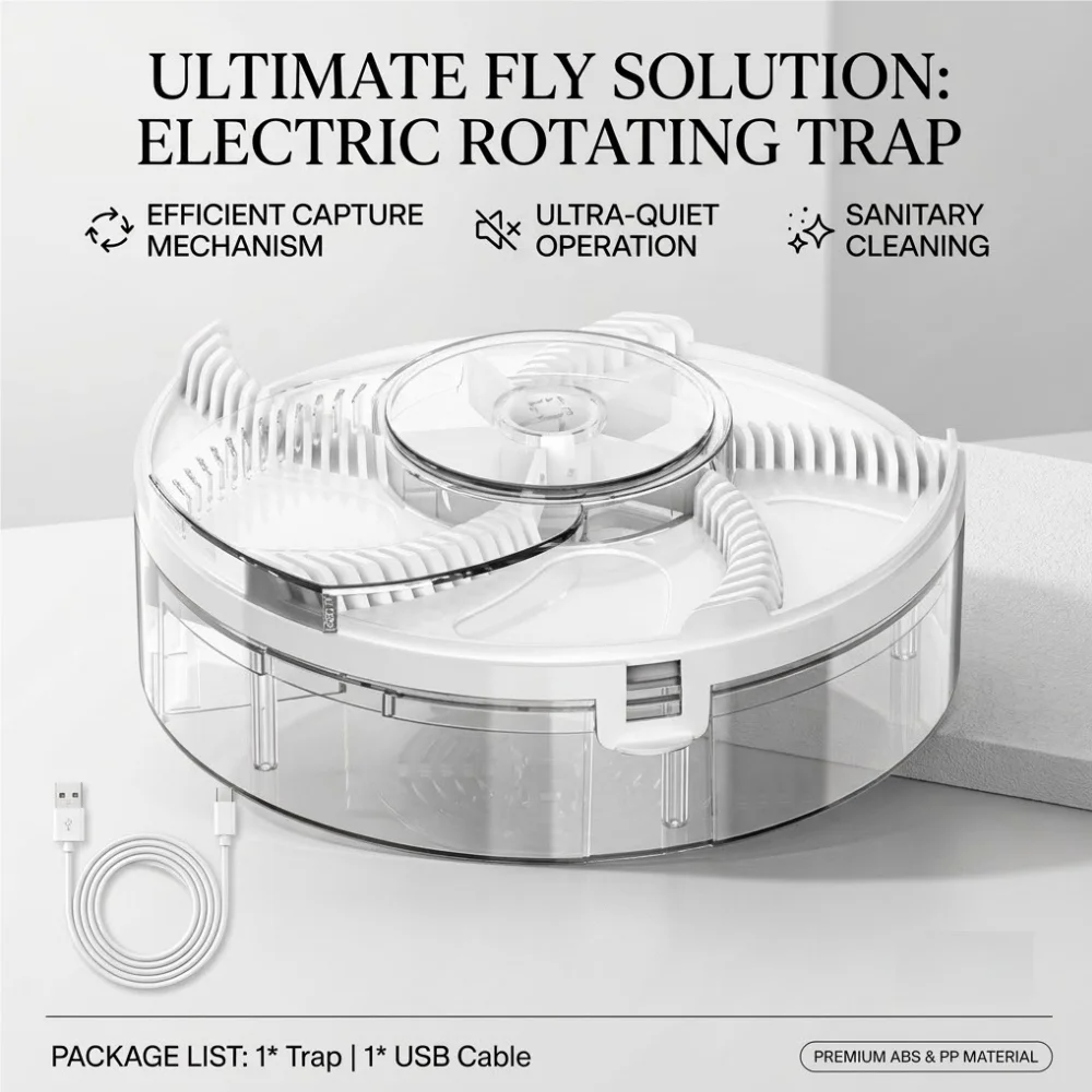 USB Electric Rotating Fly Trap Quiet Automatic Bug Zapper Pest Control Device Home Indoor Fly Catcher Killer Repellent
