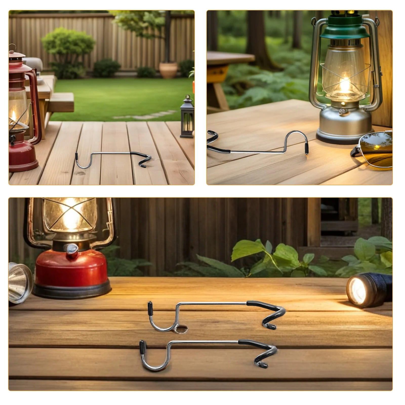 

4pcs Stainless Steel Hooks Light Hangers Anti-Slip Metal Pole Hook For Lanterns Bags Outdoor Camping Lightweight Tent Lamp