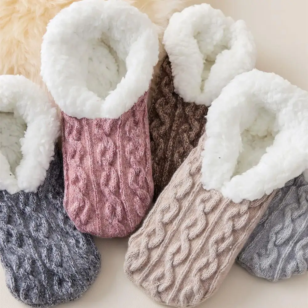 

Winter Thermal Women's Slipper Socks Winter Warm Non-slip Floor Socks Thickened Warm Sleeping Socks Cotton Fluffy Legs Warmer