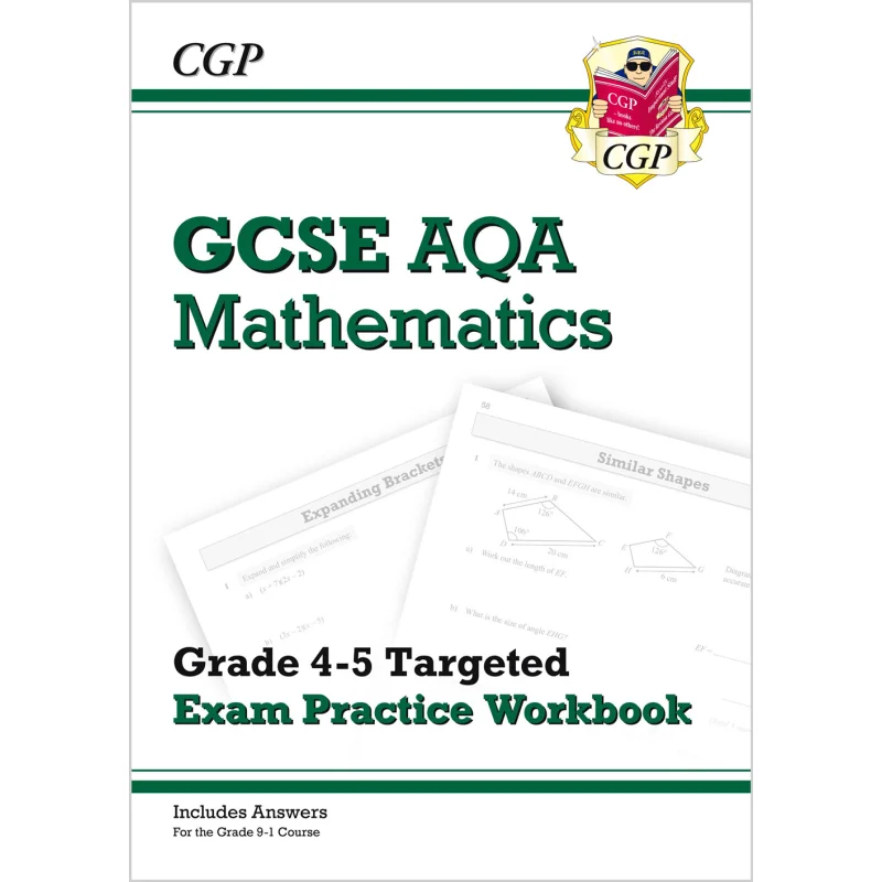 

GCSE Math AQA Grade 45, рабочая тетрадь для тренировок по экзамену, включает ответы CGP TEAM, координационную группу, публикации 9781789086867
