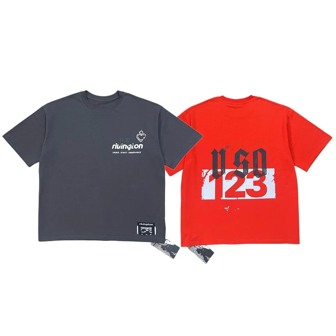 Vintage Washed RRR123 T-shirt Men Unisex Oversized Demon Print Short Sleeve Tee Y2K Hip Hop Streetwear Casual Tops
