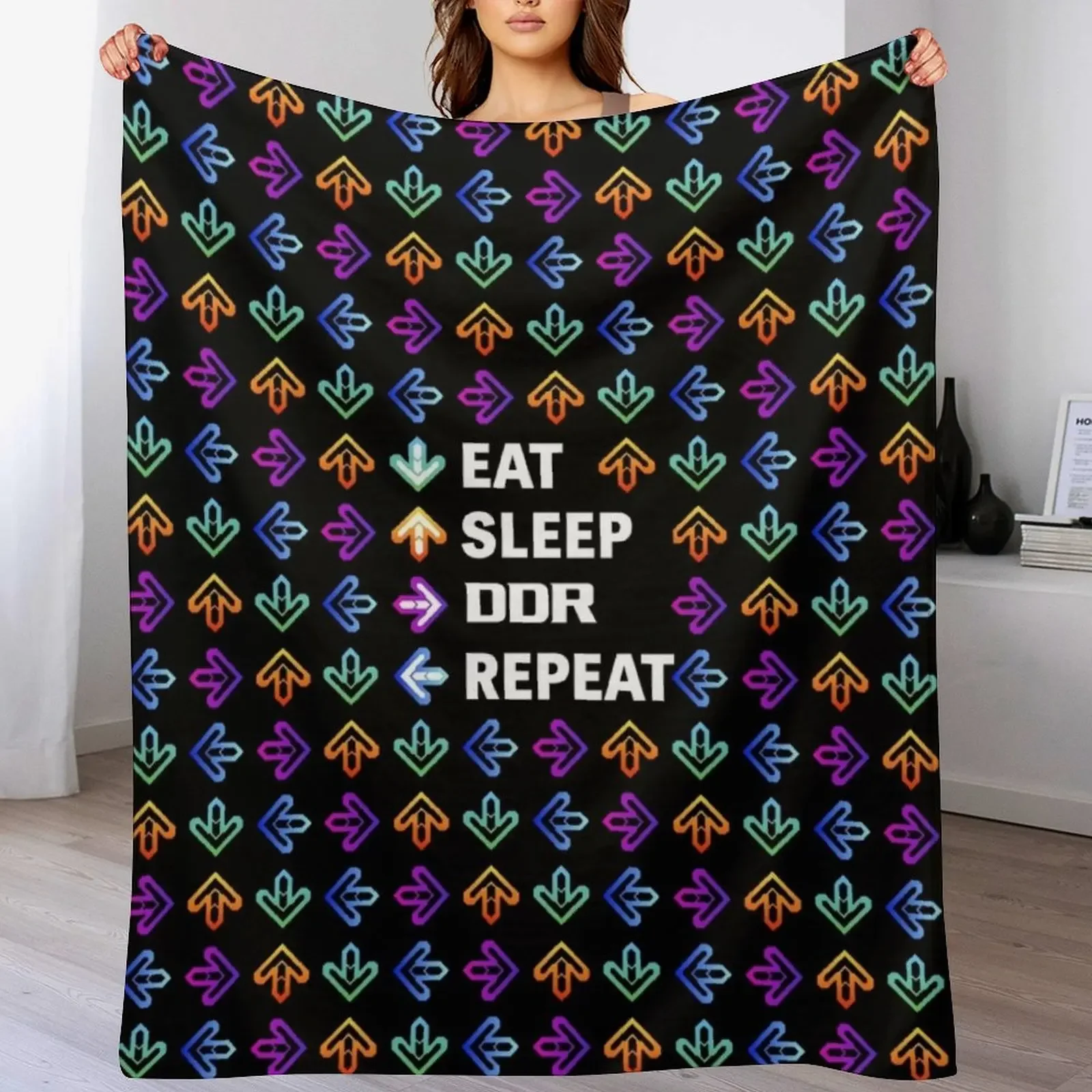 

Eat. Sleep. DDR. Repeat. - White Throw Blanket funny gift Retros Sleeping Bag Blankets For Sofas Blankets