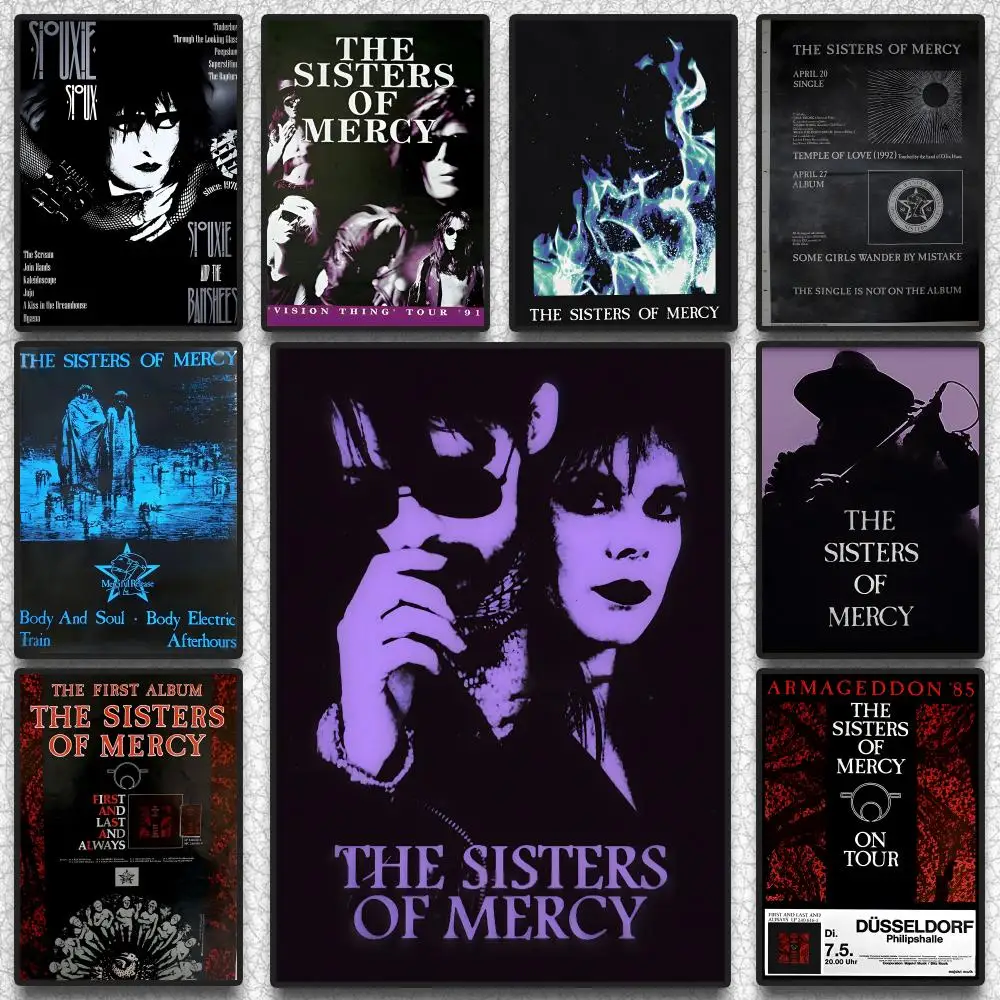 The S-Sisters Of Mercy Poster, selbstklebender Wandkunstdruck, wasserfest, für Zuhause, Wohnzimmer, Schlafzimmer, ästhetische Dekoration