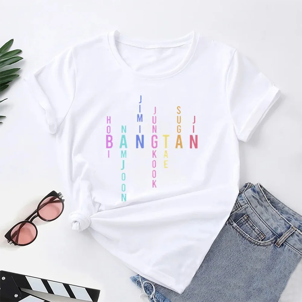 Bangtan Member Names T-shirt Jimin Jungkook Tae Suga Namjoon Hobi Jhope Casual Boy Korean Tshirt Women Men Tee Shirt Oversized