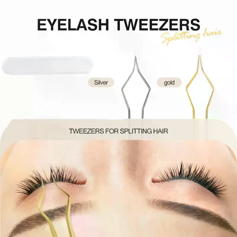 Lash Extension Tweezers Anti Slip Stainless Steel Curved Tip Straight Tweezers High Precision Nail Art Makeup Beauty Tools