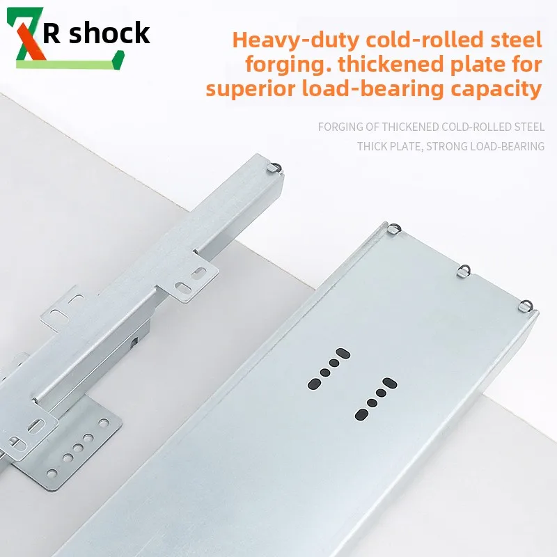 Heavy Duty Three Section Cabinet Drawer Slides Hydraulic Soft Close Zinc-Plated Steel Rails Mm Length Options Extension Deep