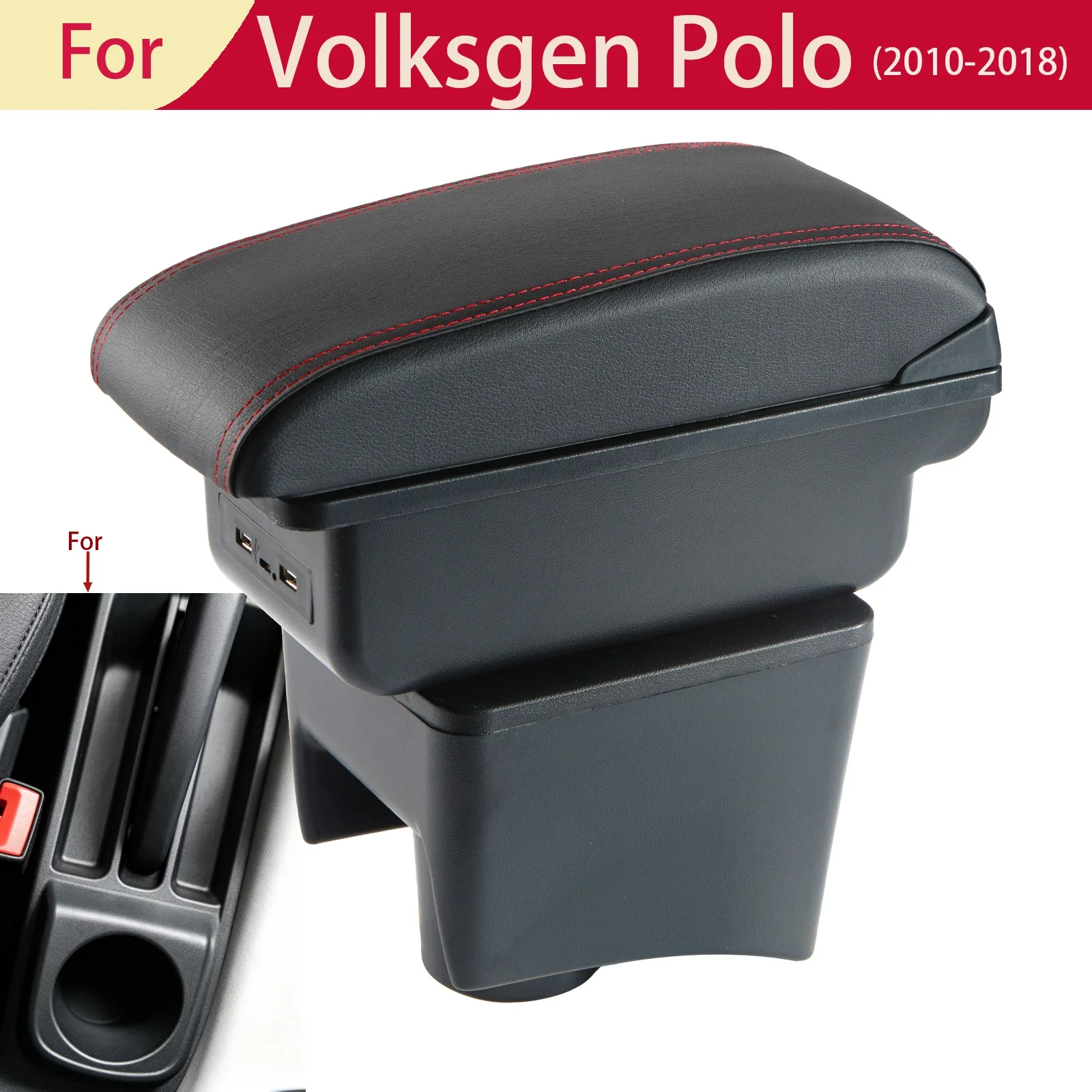 For Volkswagen POLO Armrest New for VW POLO Mk5 6R Vento Car Armrest Box Interior Parts Storage Box Car Accessories 2010-2018