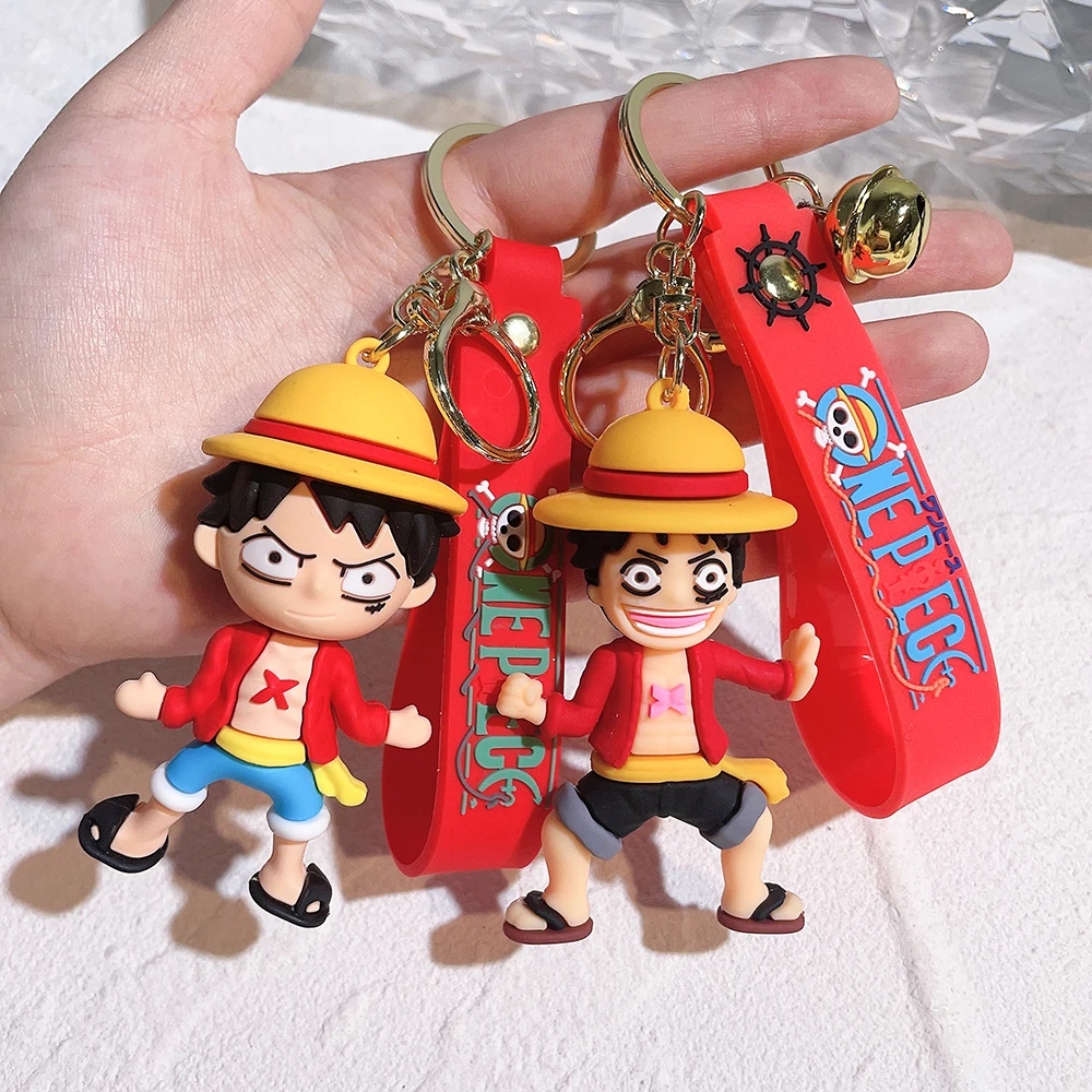 Anime One Piece Keychain Luffy Sauron Chopper Silicone Cute Car Keyring Pendant Toys Birthday Kids Toys Gifts