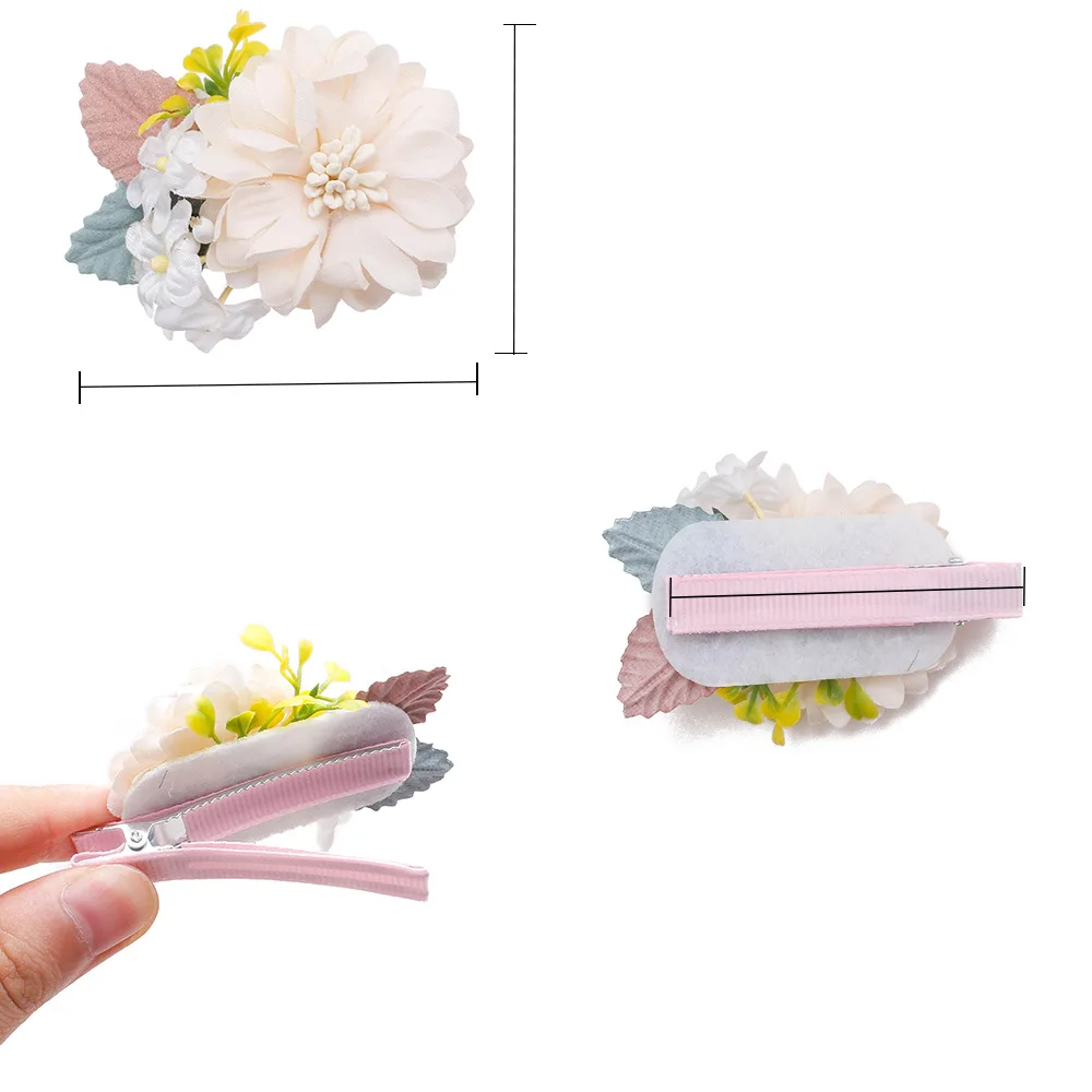 Pink Imitation Flower Hair Pins Headdress Hair Ornaments Princess Versatile Fresh Natural and Lovely Hair Clips for Baby Girl