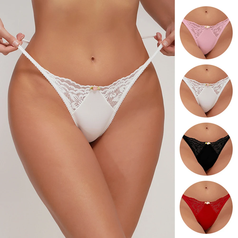 Sexy g-string feminino mini t-back tangas macio retalhos rendas briefs respirável roupa interior masculina lingerie senhoras calcinha