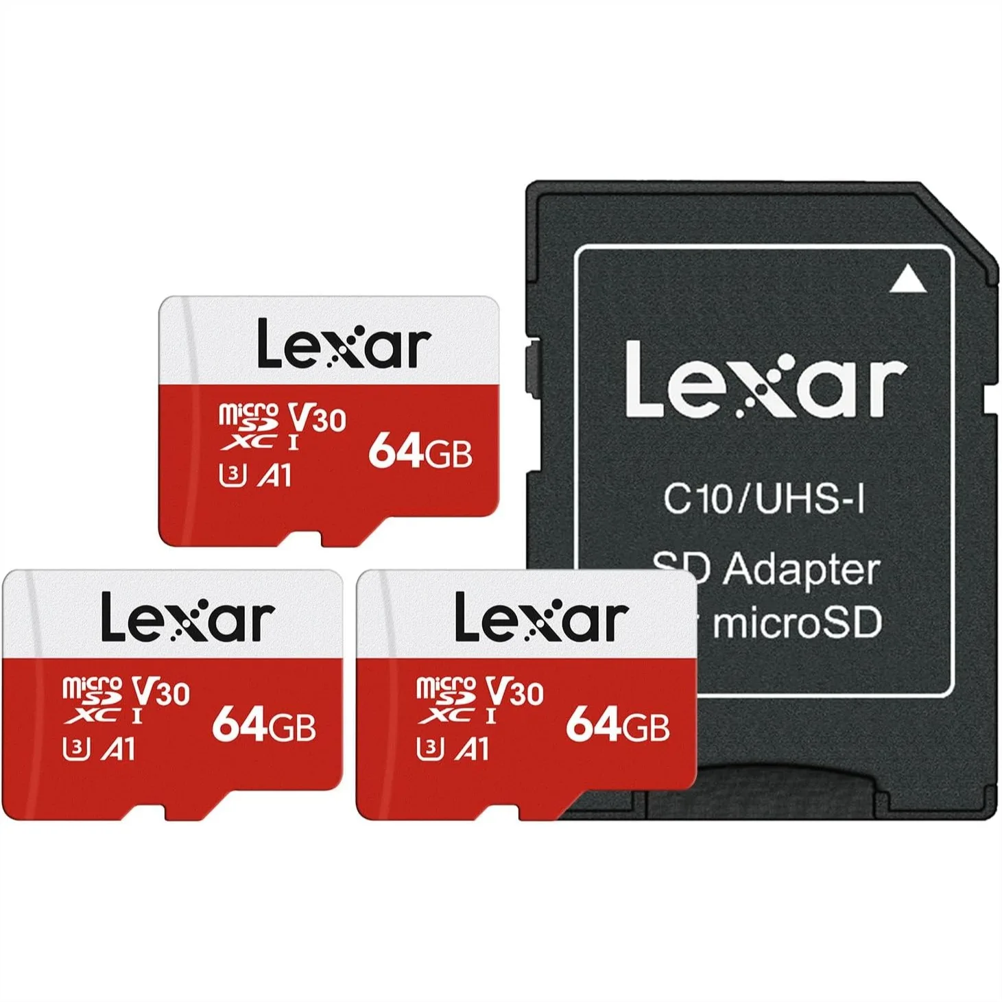 64GB Micro SD Card 3 Pack, microSDXC UHS-I Memory Card 100MB/s, C10, U3, A1, V30, 4K UHD, High Speed TF Card for Smartphones