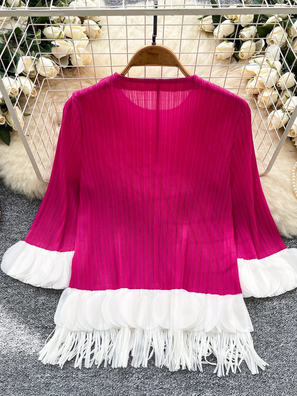 

Ele Oversized T-irt Women's Long Sve Ruffle Hem Loose Meat Concealing Design Beautiful Top Korean Sle Commute