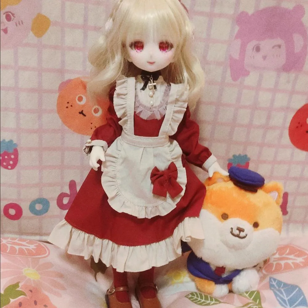 30/45/60cm Doll Clothes for 1/3 1/4 1/6 Bjd SD Doll Clothing Vintage Maid Dress Diy Girl Toys Dress Up Gift Doll Accessories