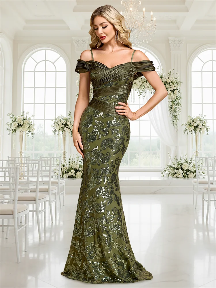 Luxurious Strapless Deep V-neck Satin Patchwork Floral Cute Sequins Evening Dresses Mermaid Formal Party Gowns Guest