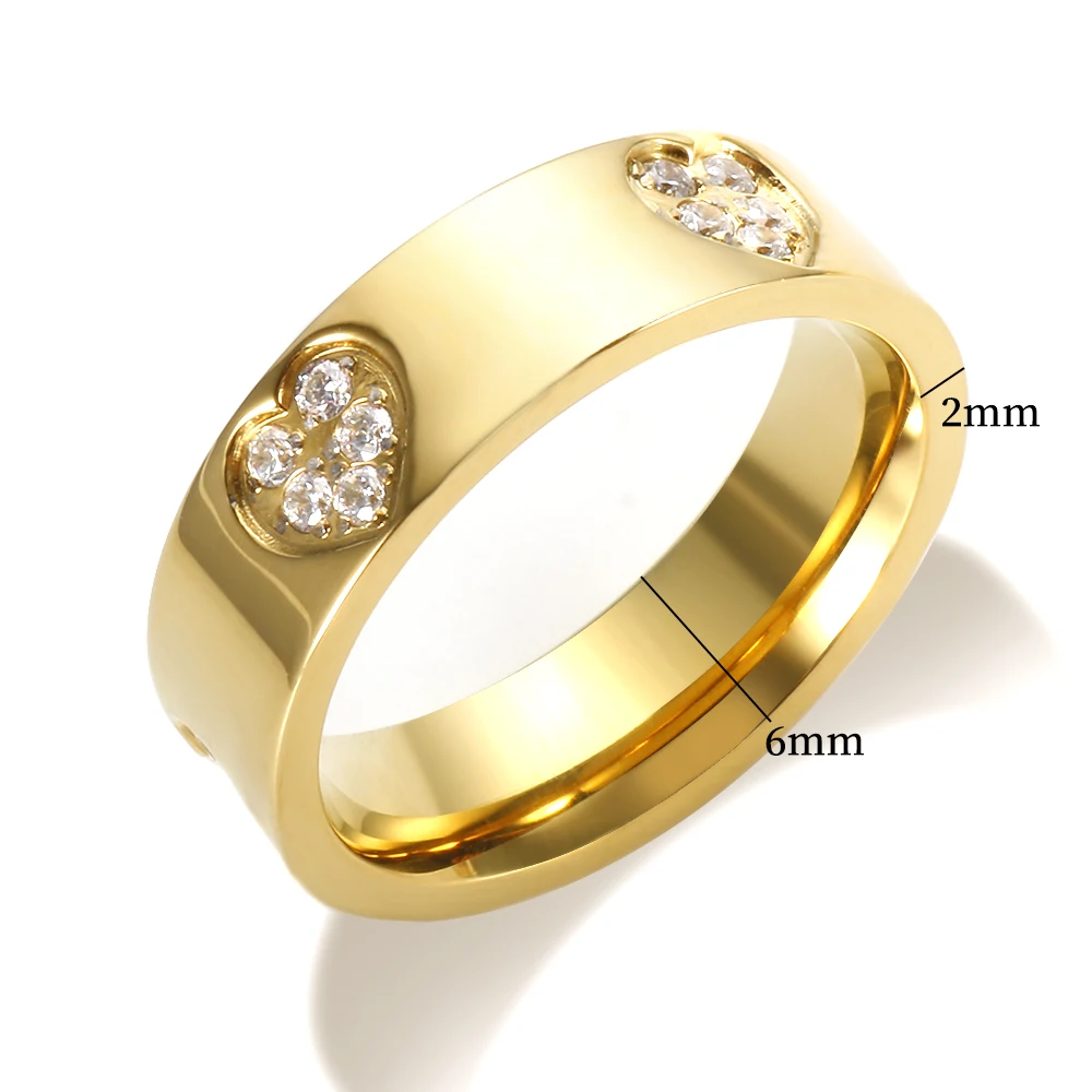 Luxury Stainless Steel Love Heart Zircon Ring Star Moon Triangle Charm Ring for Women Wedding Engagement Fashion Jewelry Gift