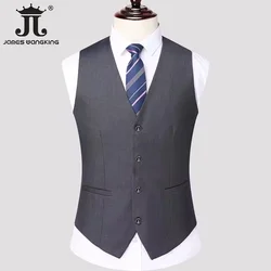 Trajes y chaleco de oficina de negocios de ocio para hombres, vestido de novia de novio, abrigo de cintura, moda de Boutique, Color sólido