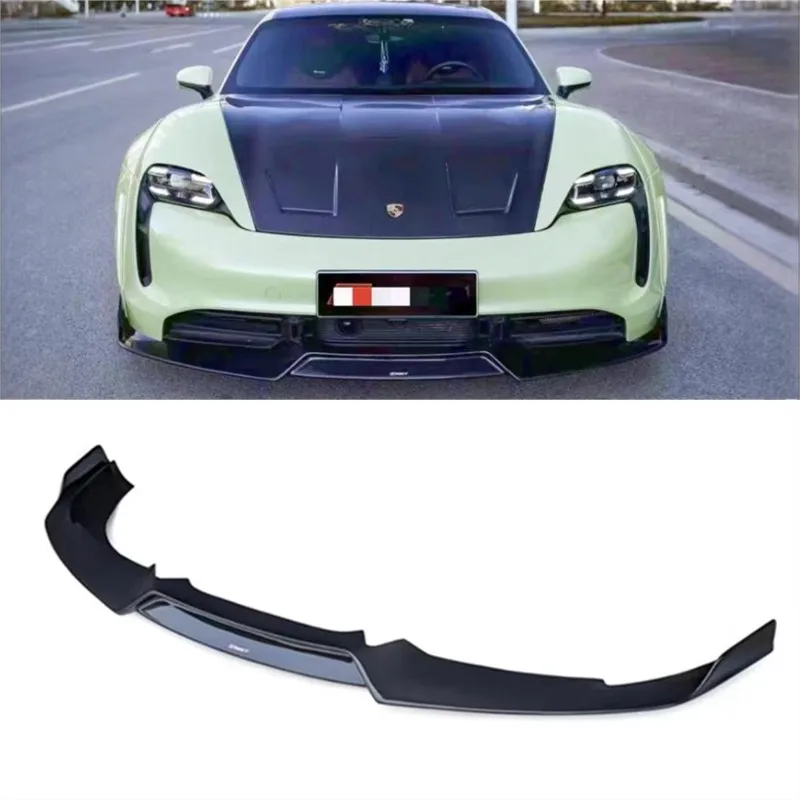 

Для Porsche Taycan 2019-2022 передняя губа из настоящего углеродного волокна, передний бампер, нижняя губа под спойлер, сплиттер, автомобильные аксессуары, комплект кузова