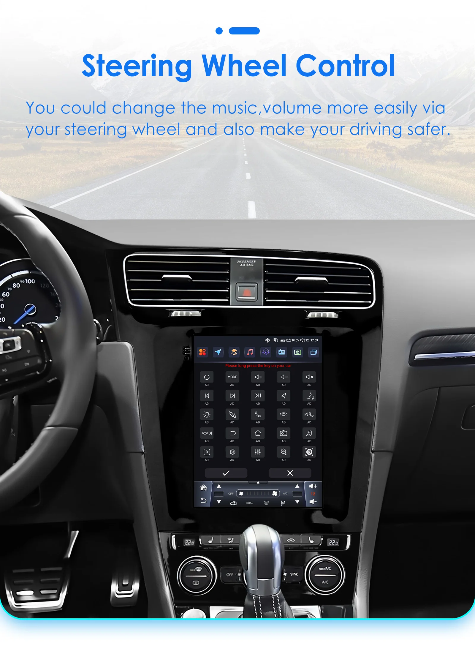 Hizpo Android 13 Wireless Carplay Auto Car Multimedia Player for VW Volkswagen Golf 7 2014-2018 for Tesla Style Screen 9.7" Wifi